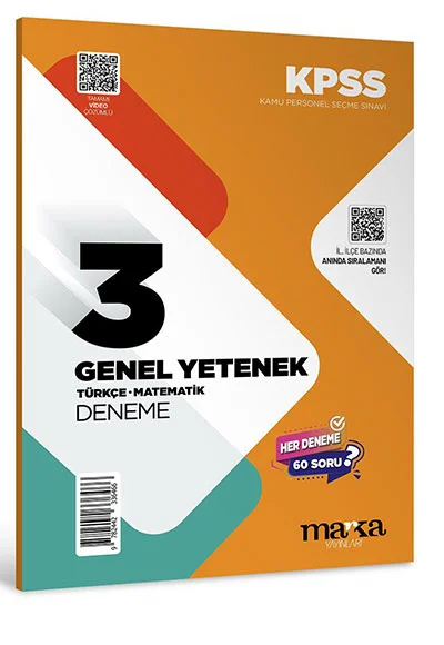 2026 KPSS Türkçe Matematik Genel Yetenek Video Çözümlü 3 Deneme Sınavı Marka Yayınları