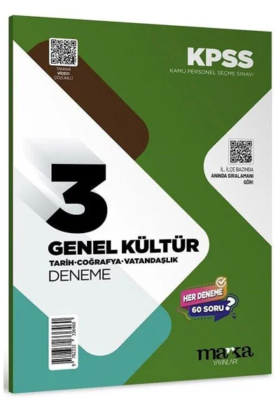 2026 KPSS Genel Kültür Tarih-Coğrafya-Vatandaşlık 3 Deneme Çözümlü Marka Yayınları
