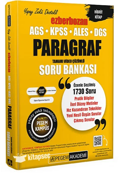 2026 AGS-KPSS-ALES-DGS Ezberbozan Paragraf Tamamı Video Çözümlü Soru Bankası Pegem Akademi Yayıncılık